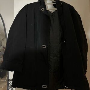 Black Hooded Jacket with Fur Hood